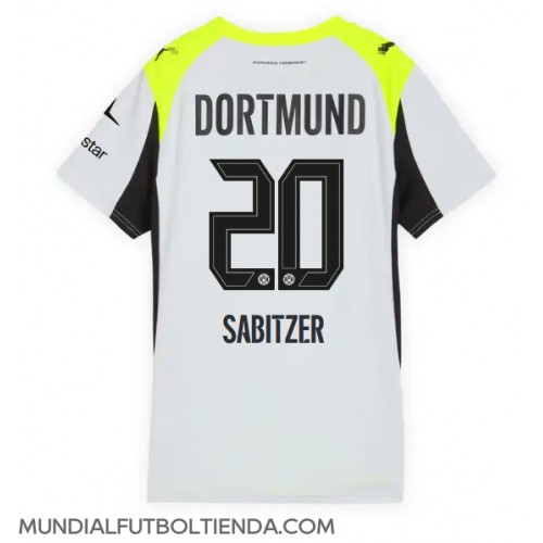 Camiseta Borussia Dortmund Marcel Sabitzer #20 Segunda Equipación Replica 2025-26 para mujer mangas cortas
